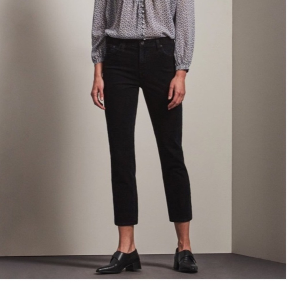 AG Adriano Goldschmied Isabelle High Rise Straight Crop Grey Corduroy Size 27